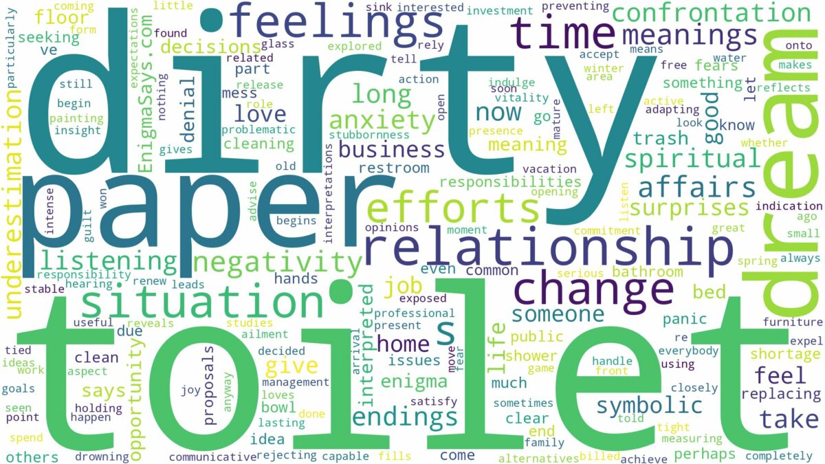 dream about dirty toilet paper and related dreams with their meanings in a word cloud