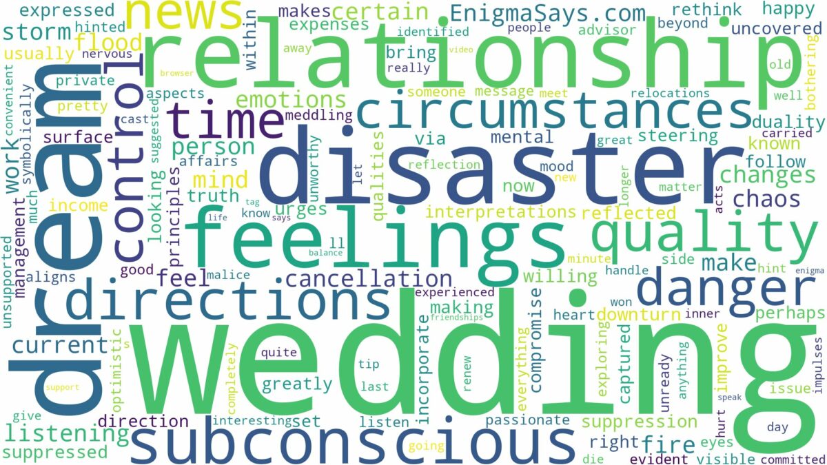 dreaming of disaster wedding and related dreams with their meanings in a word cloud