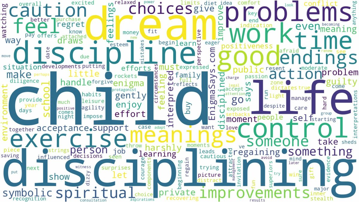 dream of disciplining a child and related dreams with their meanings in a word cloud