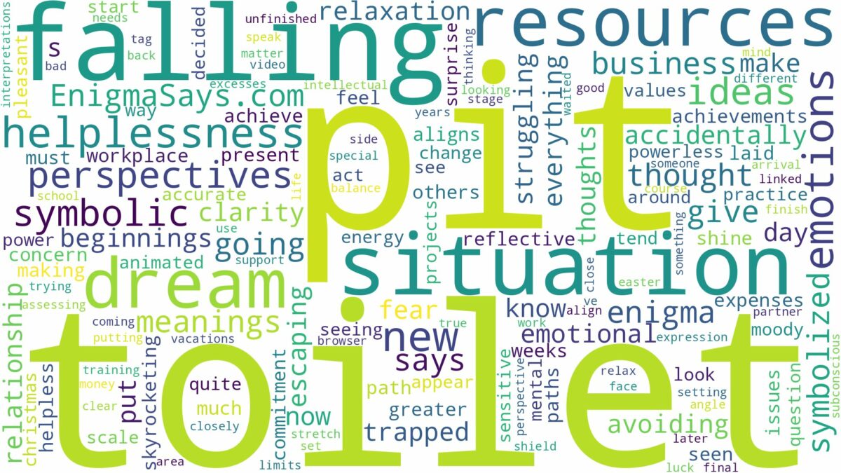 dreaming of falling into a pit toilet and related dreams with their meanings in a word cloud