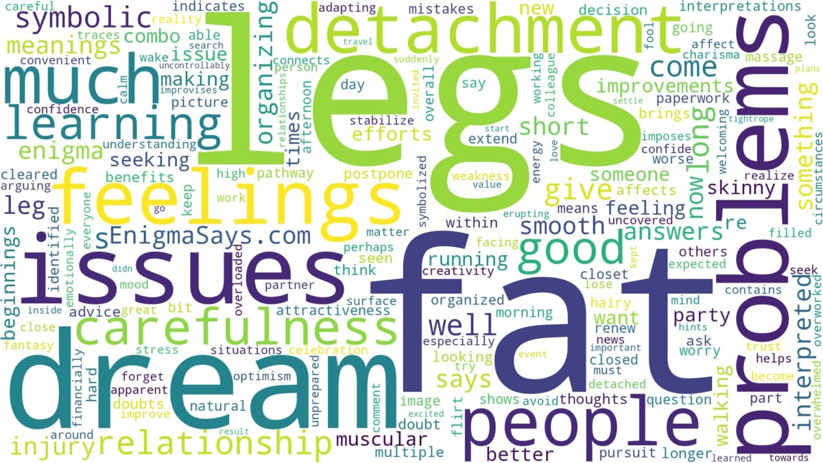 dream about fat legs and related dreams with their meanings in a word cloud