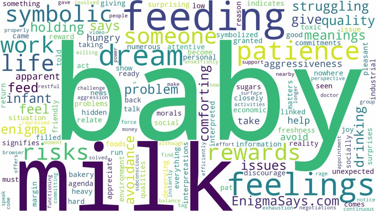 dreaming of feeding a baby milk and related dreams with their meanings in a word cloud