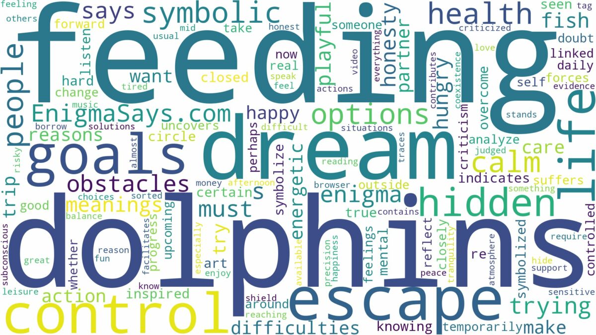 dream of feeding dolphins and related dreams with their meanings in a word cloud