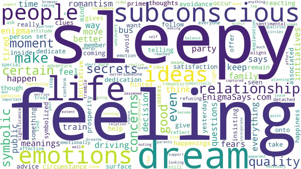 dream of feeling sleepy and related dreams with their meanings in a word cloud