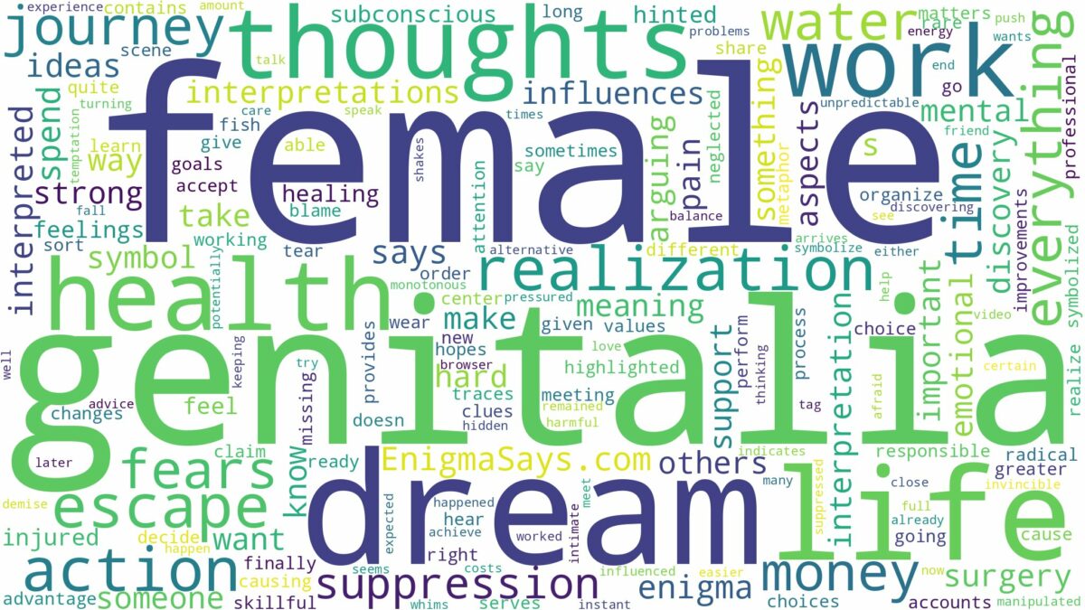 dream about female genitalia and related dreams with their meanings in a word cloud