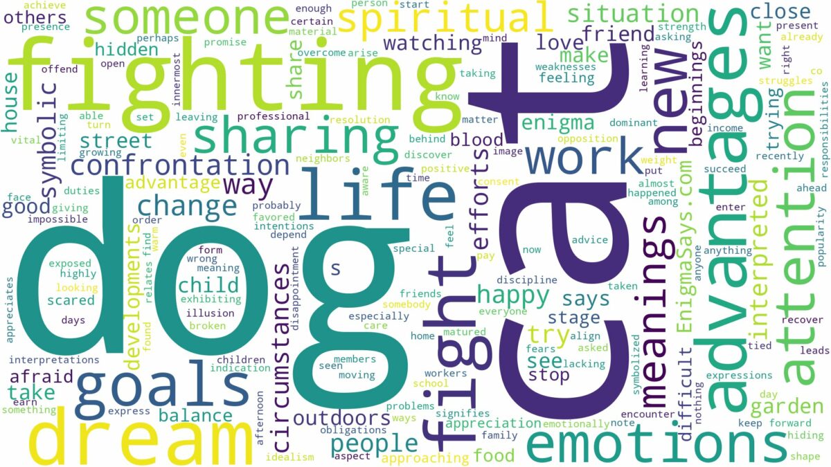 dreaming about dog and cat fighting and related dreams with their meanings in a word cloud