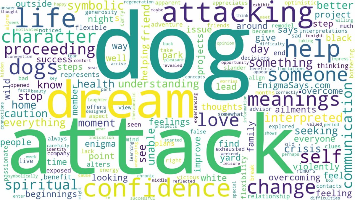 dream about dog attack and related dreams with their meanings in a word cloud