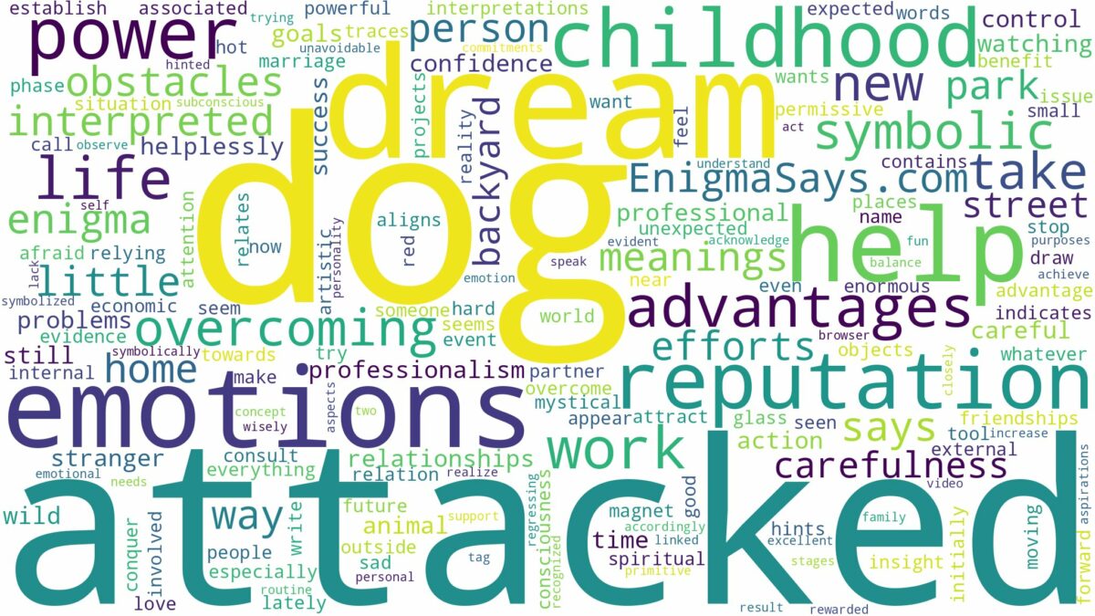 dreaming about dog being attacked and related dreams with their meanings in a word cloud