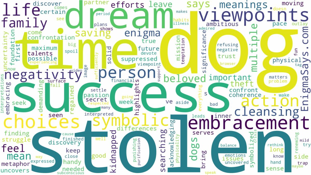 dreaming about dog being stolen and related dreams with their meanings in a word cloud