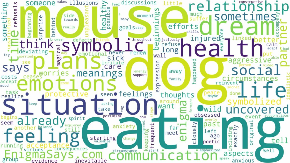 dreaming about dog eating mouse and related dreams with their meanings in a word cloud