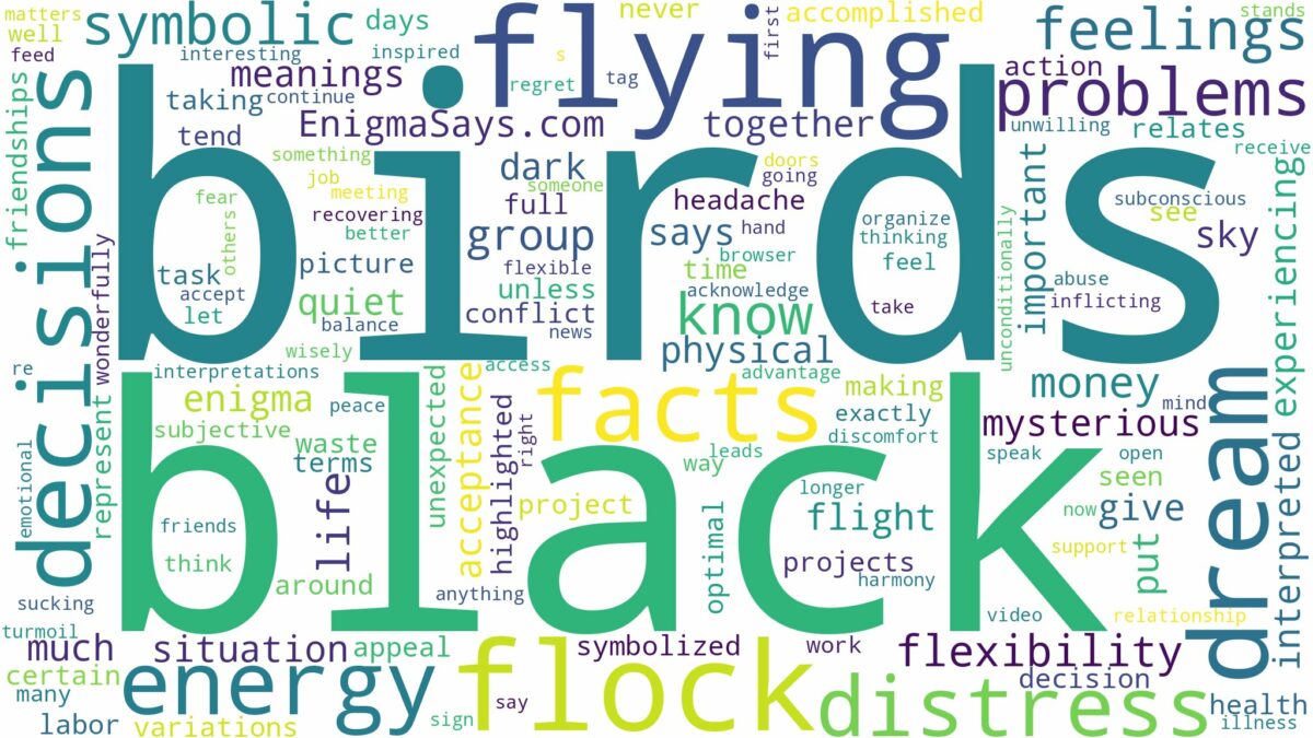 dreaming about flock black birds flying and related dreams with their meanings in a word cloud