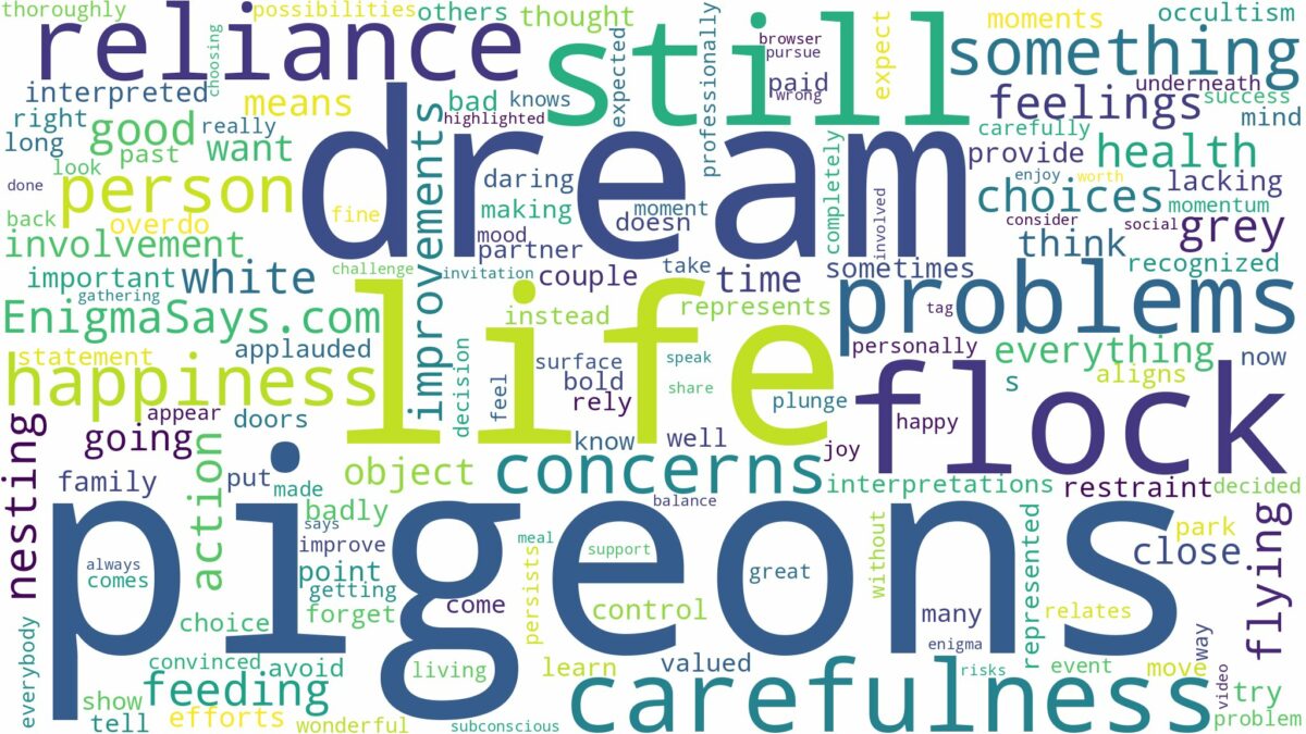 dream about flock of pigeons and related dreams with their meanings in a word cloud