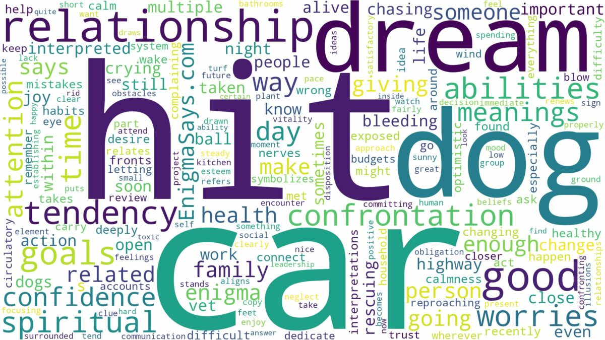 dream about dog hit by car and related dreams with their meanings in a word cloud