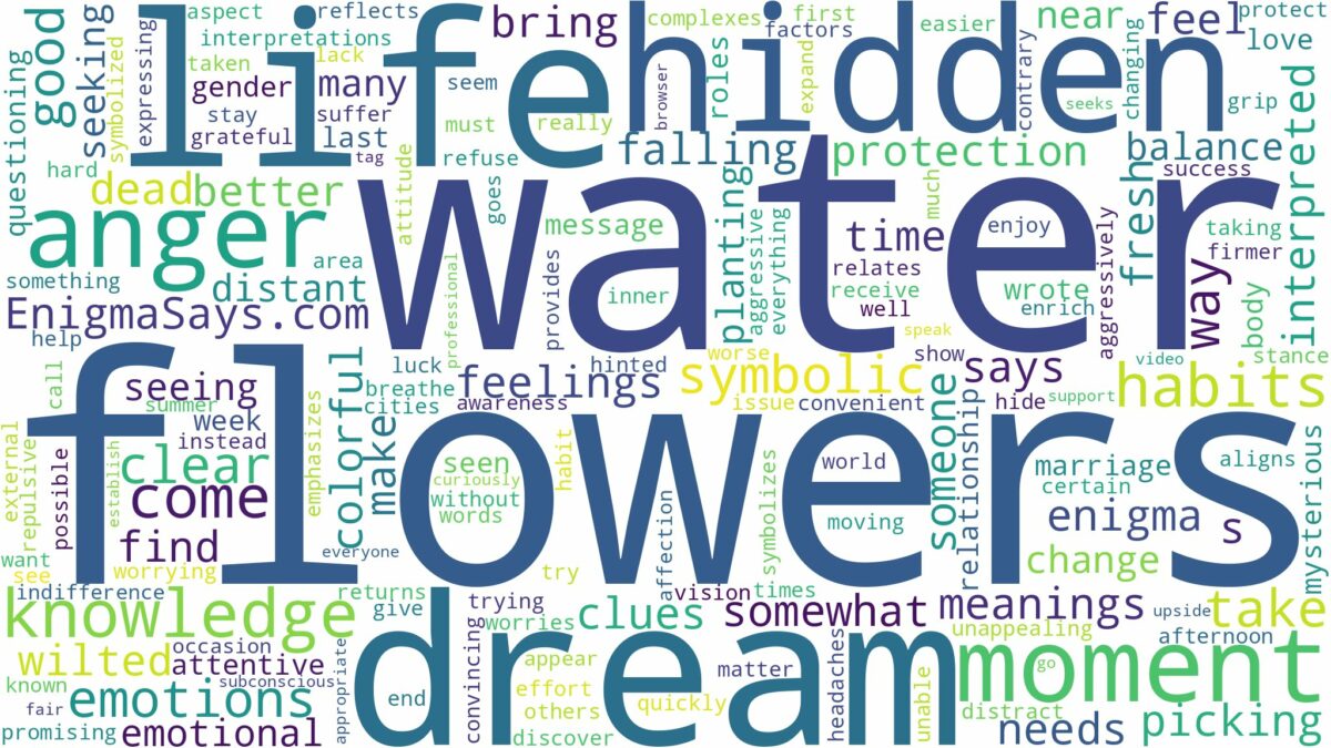 dreams about flowers in water and related dreams with their meanings in a word cloud