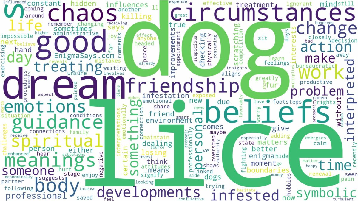 dream about dog lice and related dreams with their meanings in a word cloud