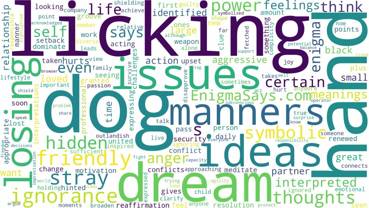 dreaming about dog licking your hand and related dreams with their meanings in a word cloud