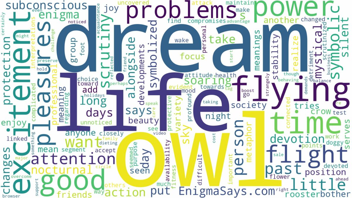 dream of flying owl and related dreams with their meanings in a word cloud