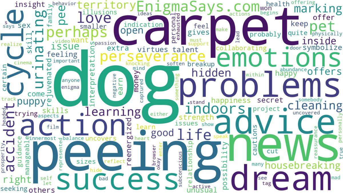 dreaming about dog peeing on carpet and related dreams with their meanings in a word cloud