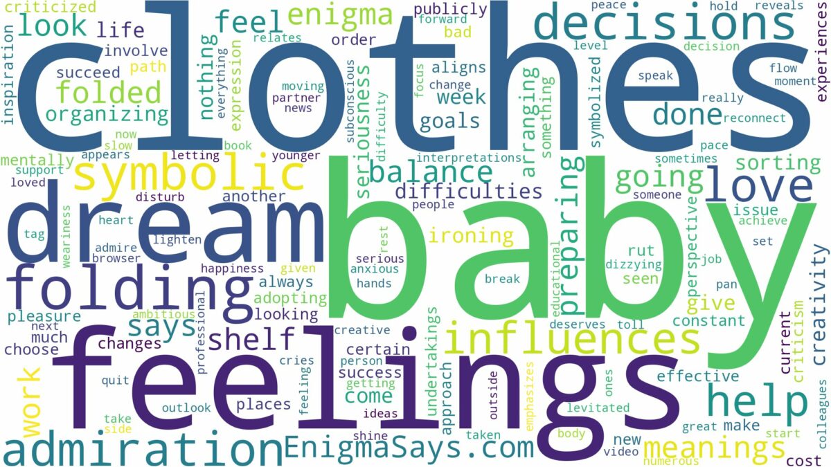 dreaming of folding baby clothes and related dreams with their meanings in a word cloud