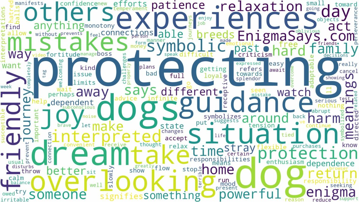 dreaming of dog protecting you and related dreams with their meanings in a word cloud