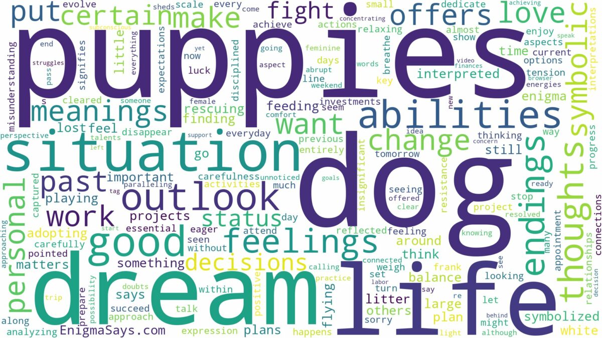 dream about dog puppies and related dreams with their meanings in a word cloud