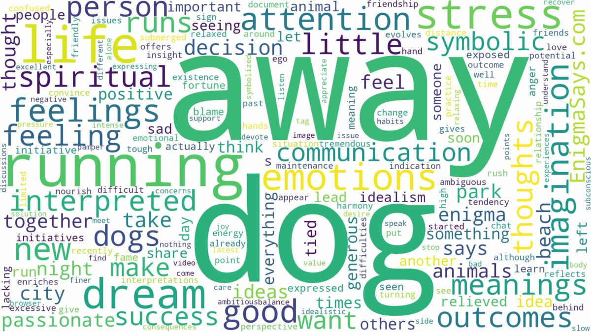 dreaming about dog running away and related dreams with their meanings in a word cloud