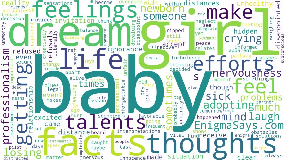 dreaming of getting a baby girl and related dreams with their meanings in a word cloud