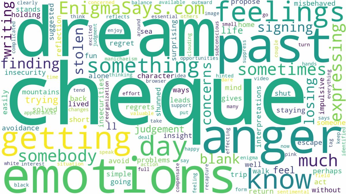 dream of getting a cheque and related dreams with their meanings in a word cloud