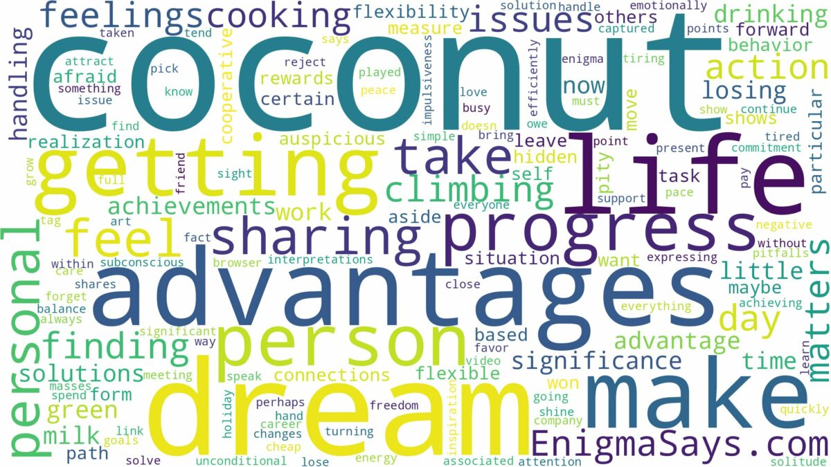 dream of getting coconut and related dreams with their meanings in a word cloud