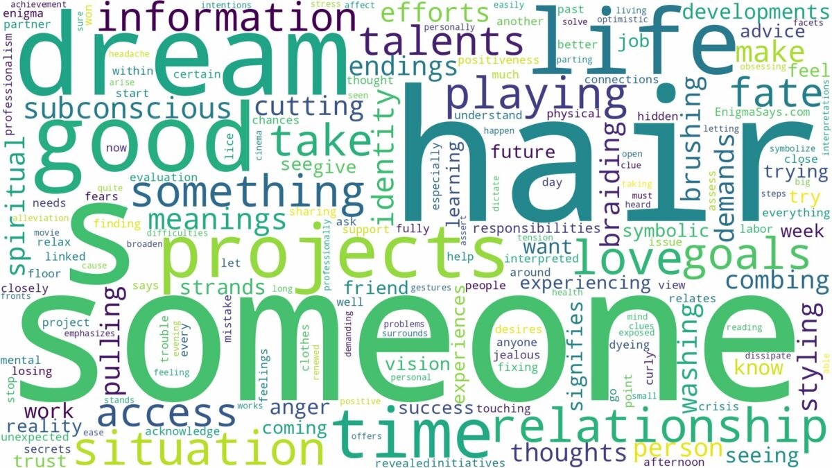 dream of doing someone's hair and related dreams with their meanings in a word cloud