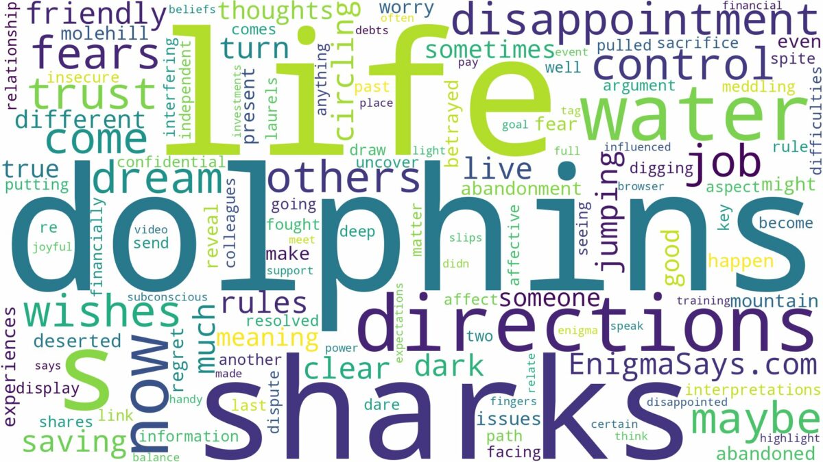 dreams about dolphins and sharks and related dreams with their meanings in a word cloud