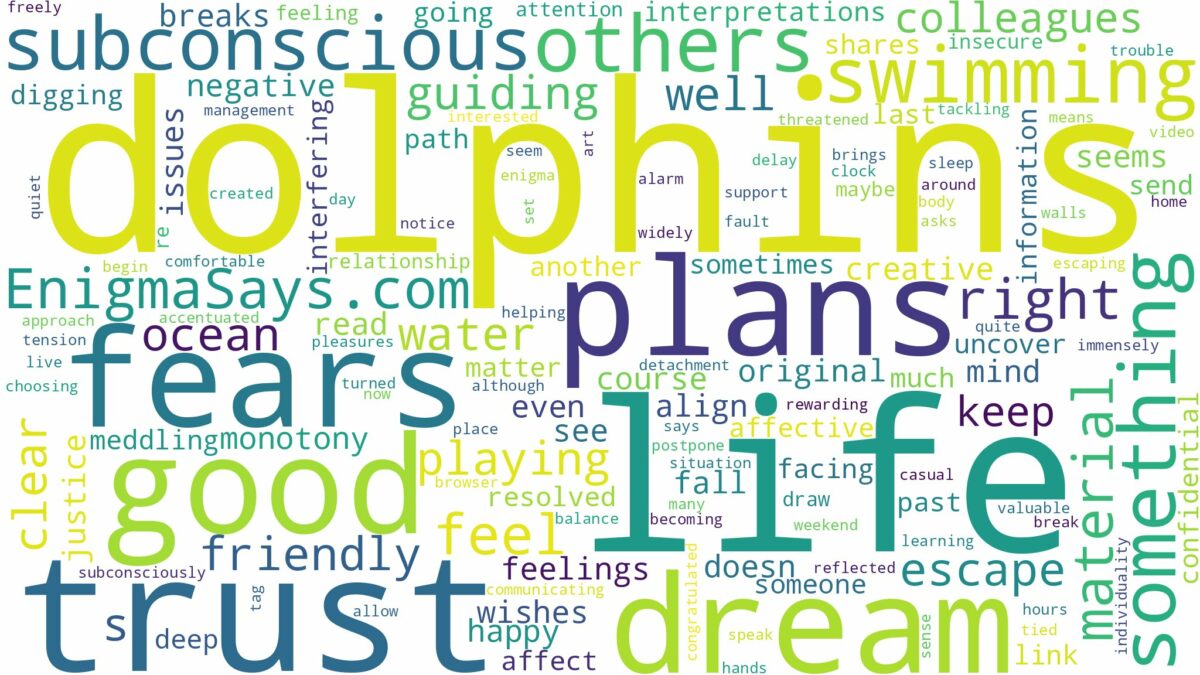 dreams about dolphins swimming and related dreams with their meanings in a word cloud