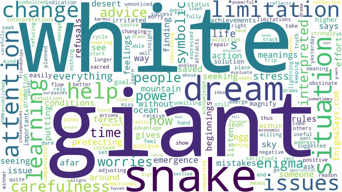 dream about giant white snake and related dreams with their meanings in a word cloud