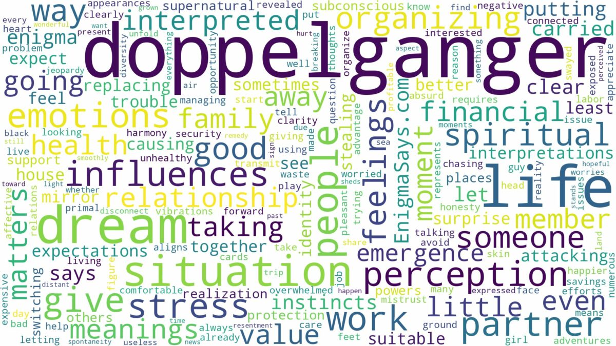 dream about doppelganger and related dreams with their meanings in a word cloud