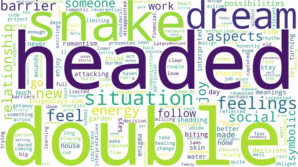 dream about double headed snake and related dreams with their meanings in a word cloud