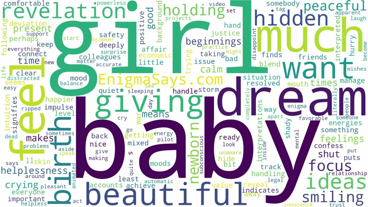 dreaming of giving birth to a beautiful baby girl and related dreams with their meanings in a word cloud