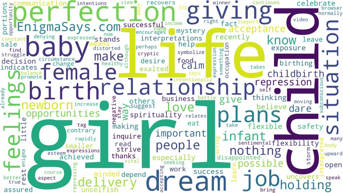 dreaming of giving birth to a girl child and related dreams with their meanings in a word cloud