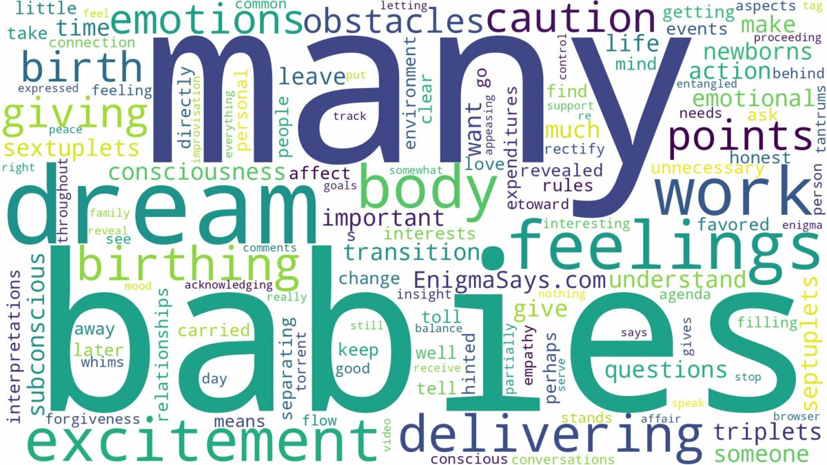 dreaming of giving birth to many babies and related dreams with their meanings in a word cloud