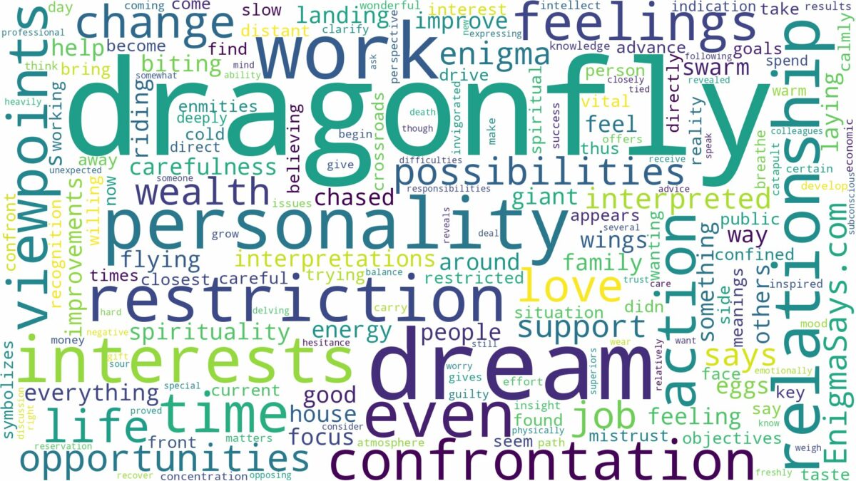 dream about dragonfly and related dreams with their meanings in a word cloud