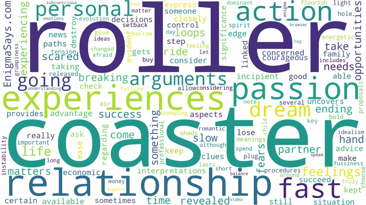 dreaming of going on a roller coaster and related dreams with their meanings in a word cloud