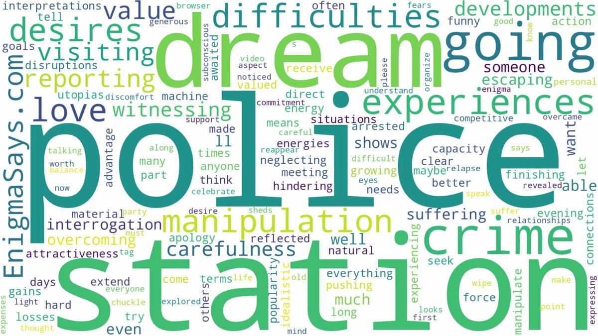 dreaming of going to police station and related dreams with their meanings in a word cloud