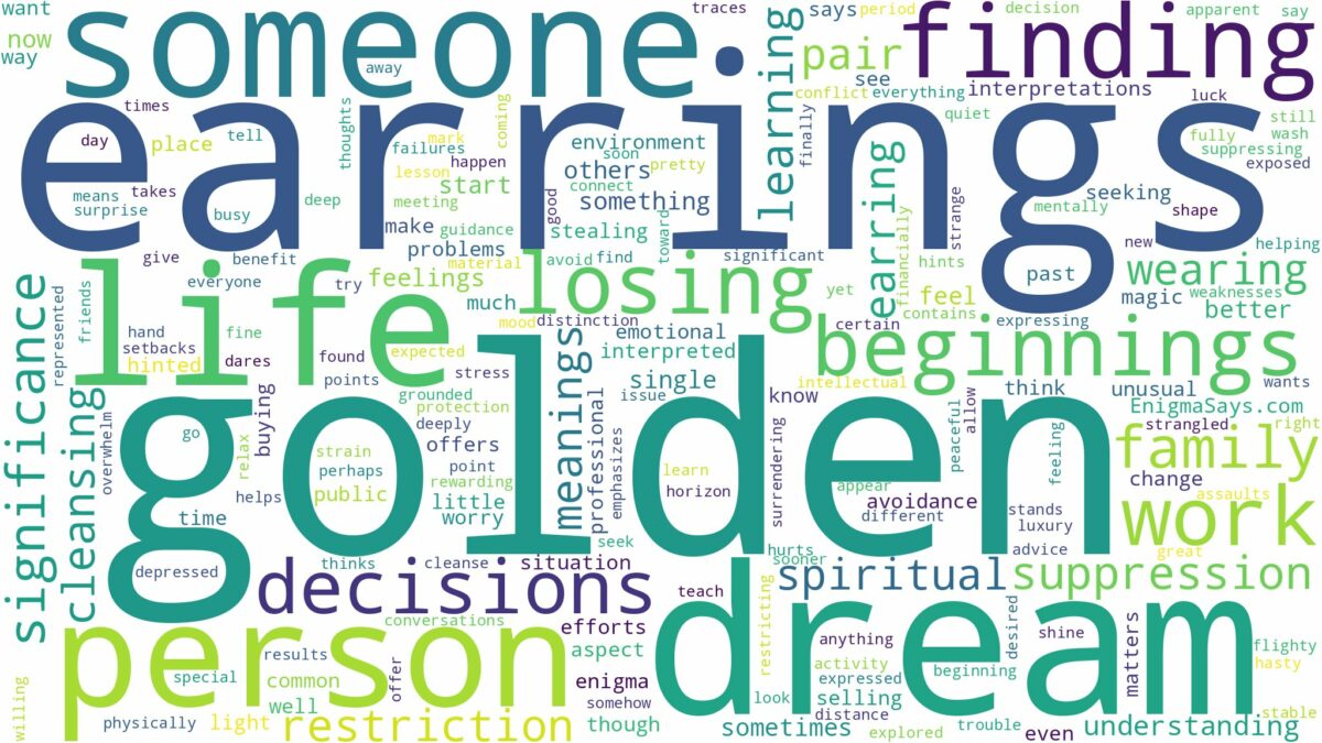 dream about golden earrings and related dreams with their meanings in a word cloud