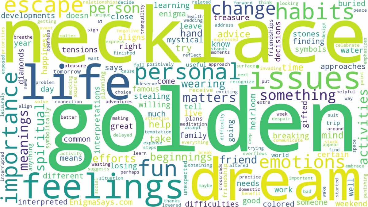 dream about golden necklace and related dreams with their meanings in a word cloud