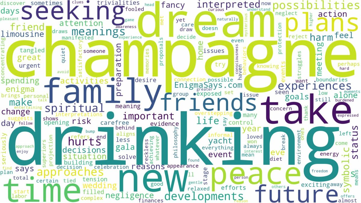 dream of drinking champagne and related dreams with their meanings in a word cloud