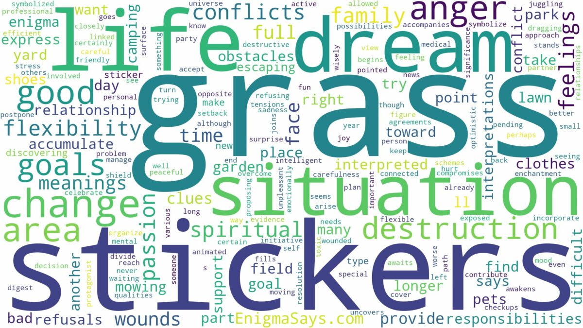 dreams about grass stickers and related dreams with their meanings in a word cloud