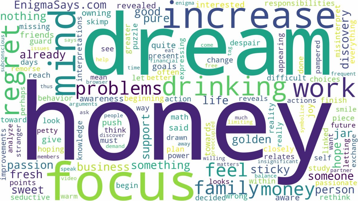 dream of drinking honey and related dreams with their meanings in a word cloud