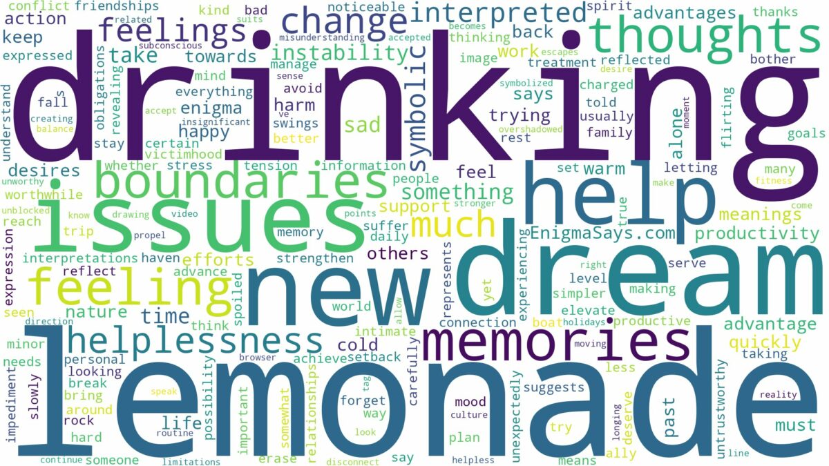 dream of drinking lemonade and related dreams with their meanings in a word cloud