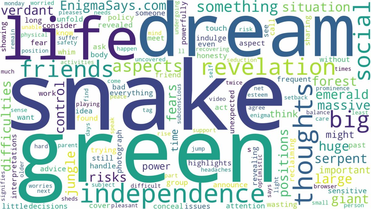 dream about green big snake and related dreams with their meanings in a word cloud