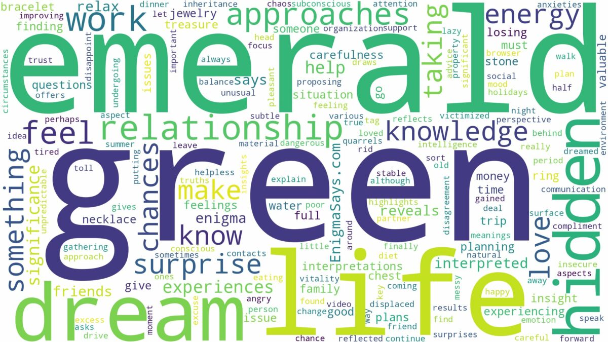 dream about green emerald and related dreams with their meanings in a word cloud