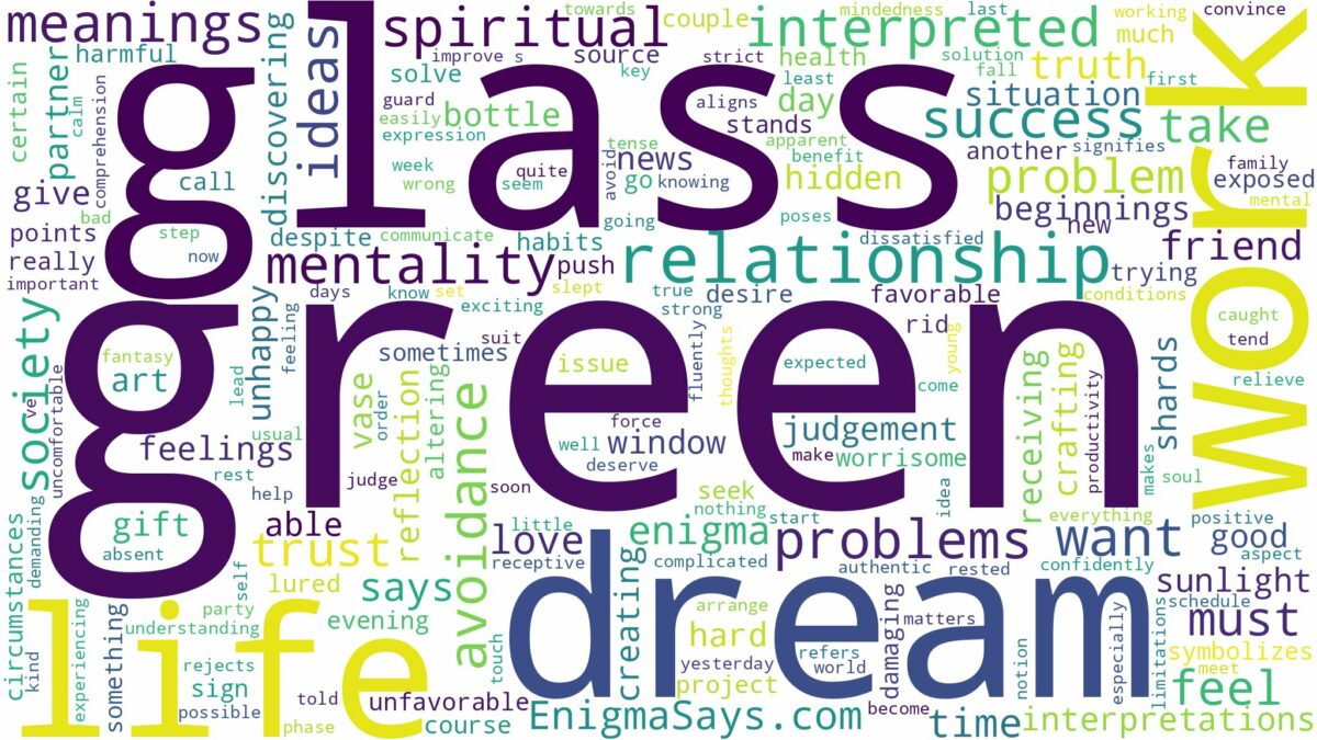 dream about green glass and related dreams with their meanings in a word cloud